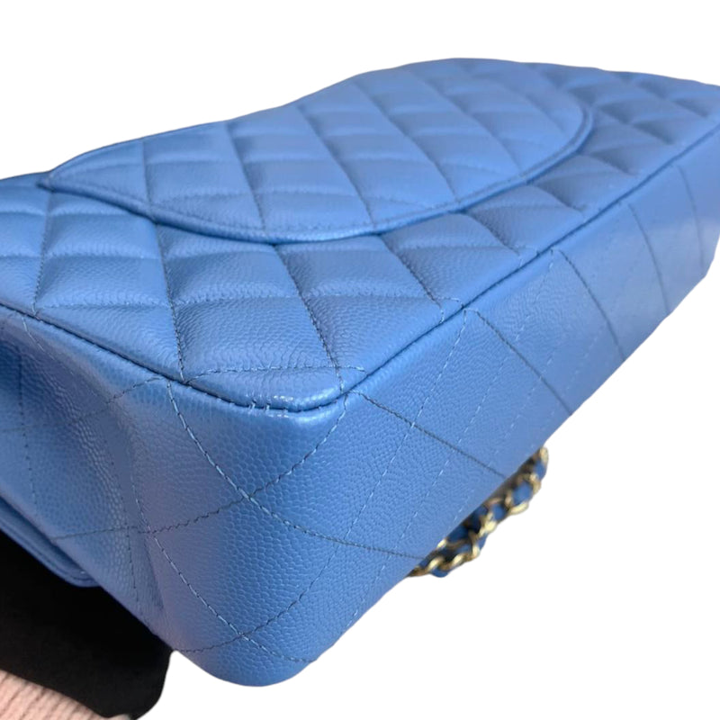 Classic Double Flap Caviar Medium Blue GHW