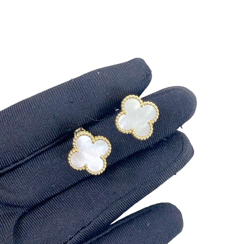 Vintage Alhambra earrings Mother of Pearl 18K Gold