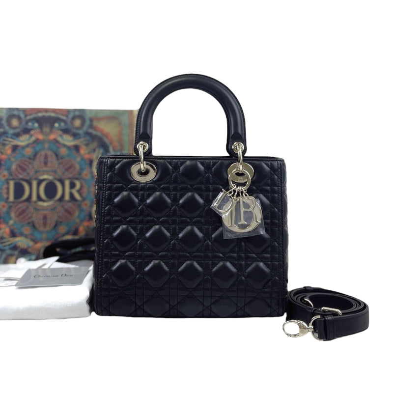 Classic Lambskin Medium Lady Dior Black SHW