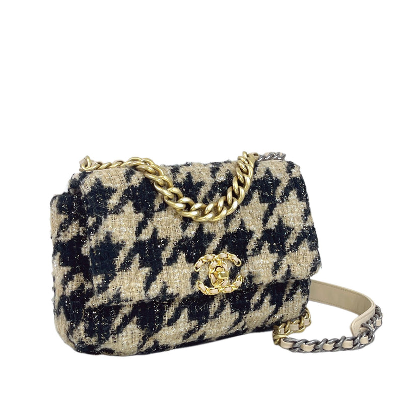 Small 19 Tweed Houndstooth Black Beige MHW