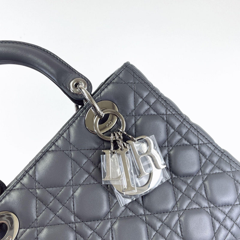 Lady Dior Medium Lambskin Grey SHW