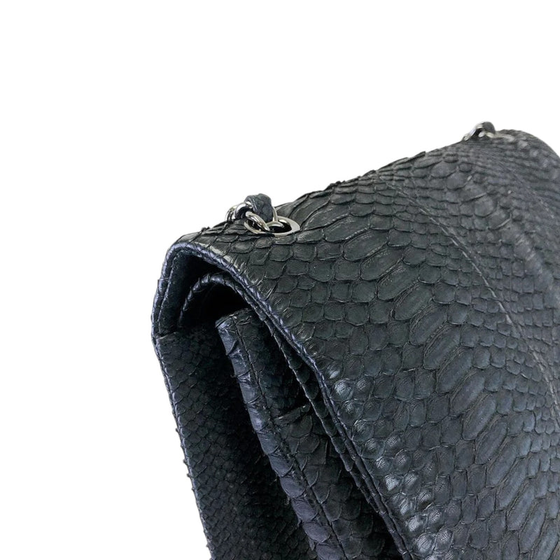 Maxi Double Flap Matte Python Black SHW