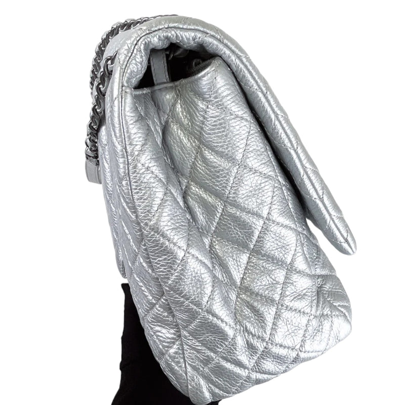 XXL Airline Flap Calfskin Quilted Silver RHW