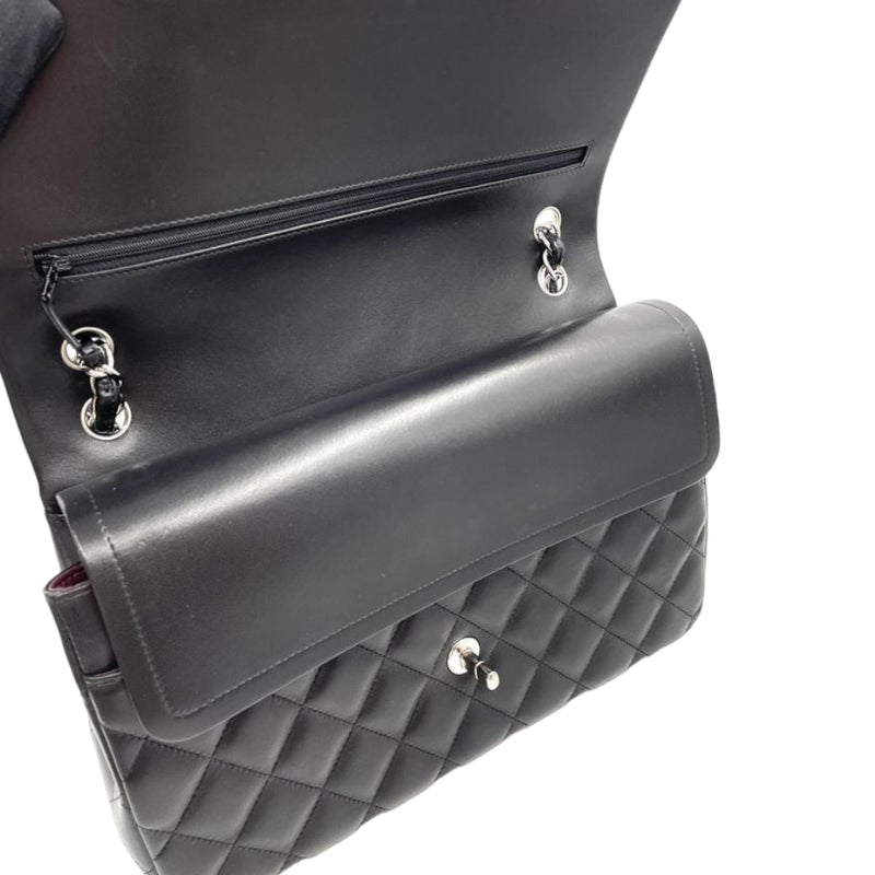 Jumbo Double Flap Lambskin Black SHW