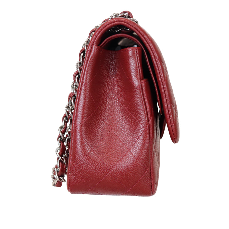 Classic Double Flap Jumbo Caviar Red SHW