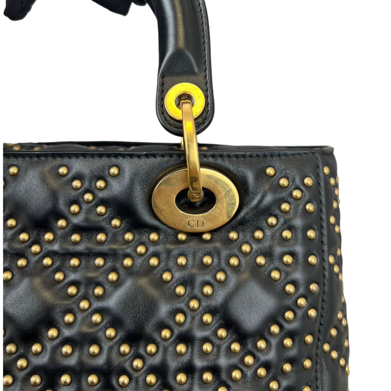 New! Christian Dior Supple Lady Dior Bag Cannage Studded Lambskin Medium