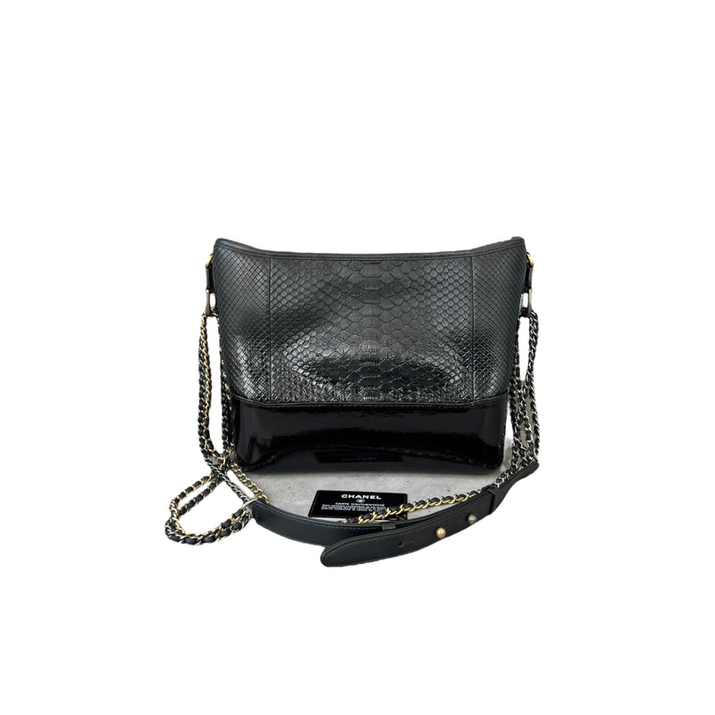 Gabrielle Hobo Python Medium Black