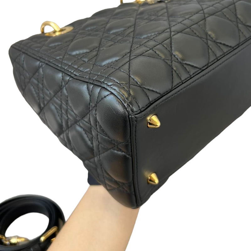 Lady Dior Lambskin Medium Black GHW