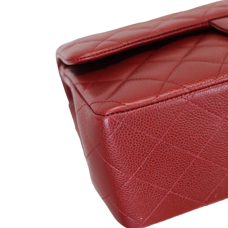 Classic Double Flap Jumbo Caviar Red SHW