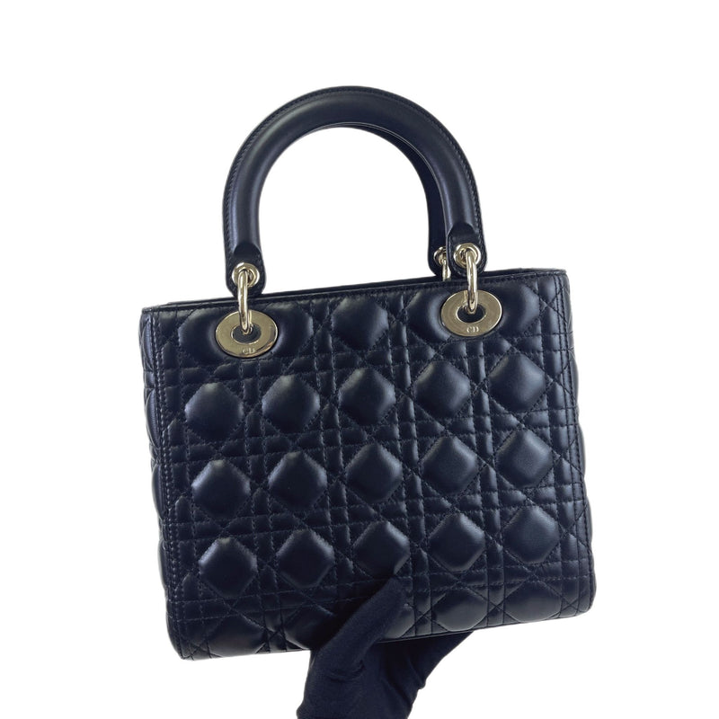 Classic Lambskin Medium Lady Dior Black SHW