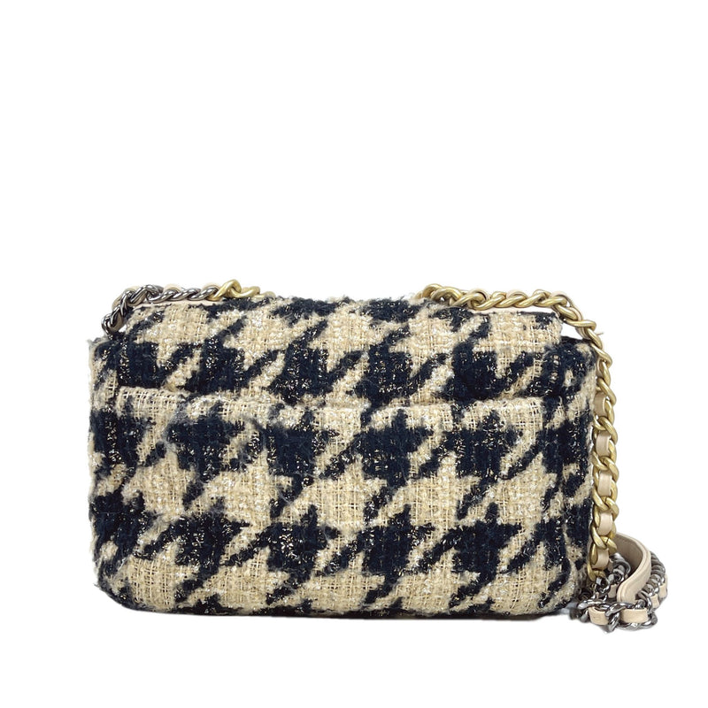 Small 19 Tweed Houndstooth Black Beige MHW