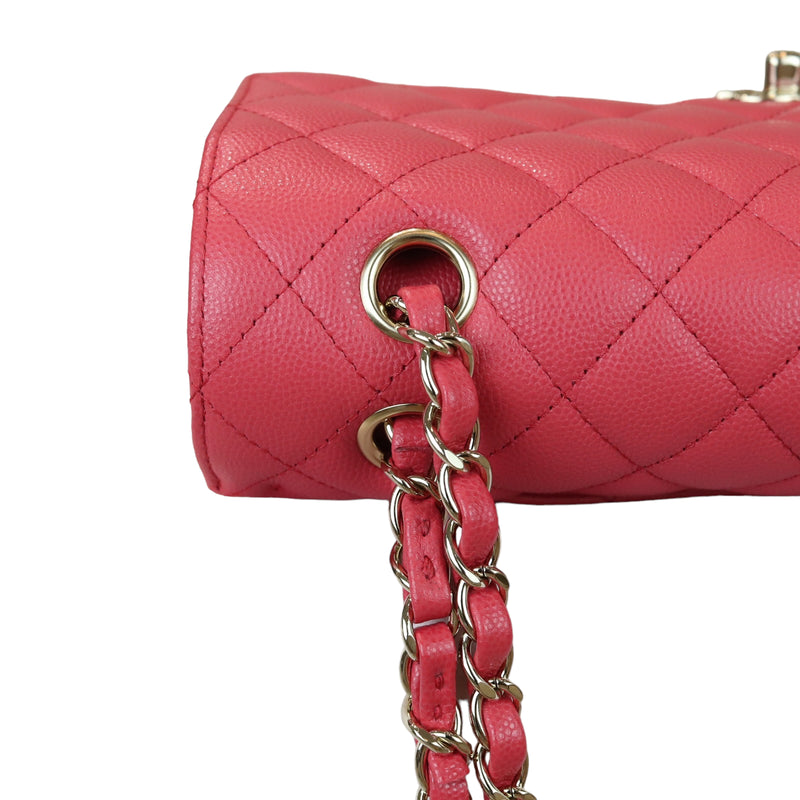 Medium Classic Double Flap Caviar Pink GHW