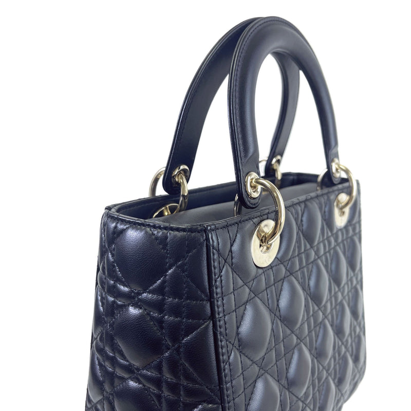 Classic Lambskin Medium Lady Dior Black SHW