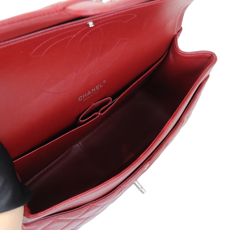 Classic Double Flap Jumbo Caviar Red SHW