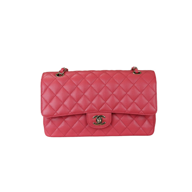 Medium Classic Double Flap Caviar Pink GHW