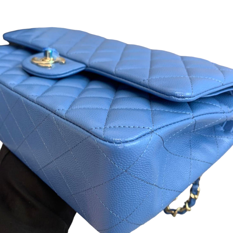 Classic Double Flap Caviar Medium Blue GHW