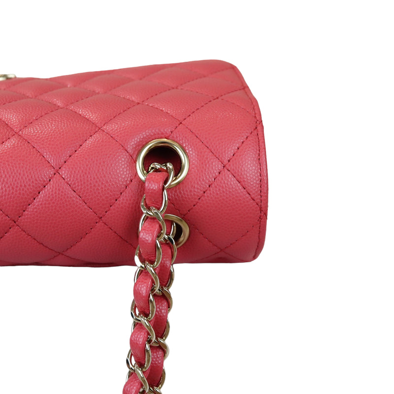 Medium Classic Double Flap Caviar Pink GHW