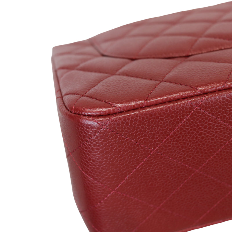 Classic Double Flap Jumbo Caviar Red SHW