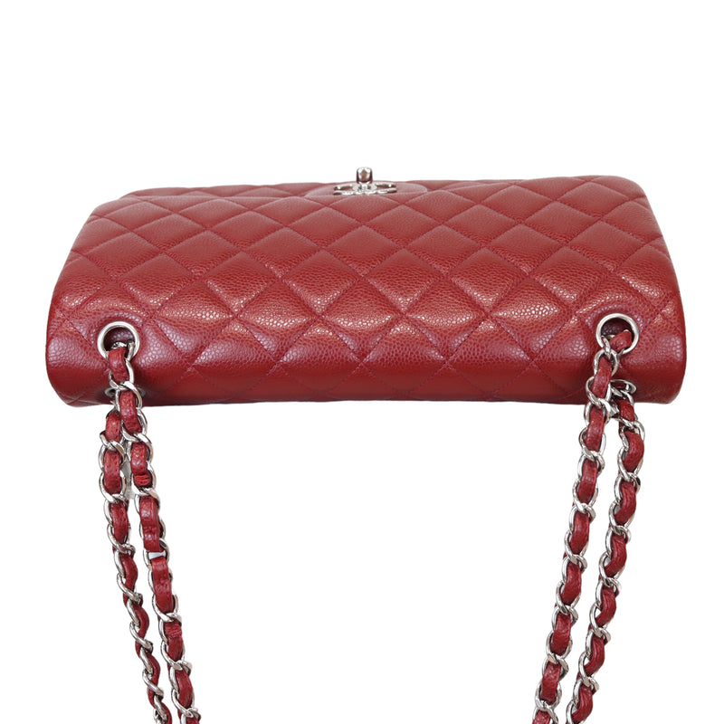 Classic Double Flap Jumbo Caviar Red SHW