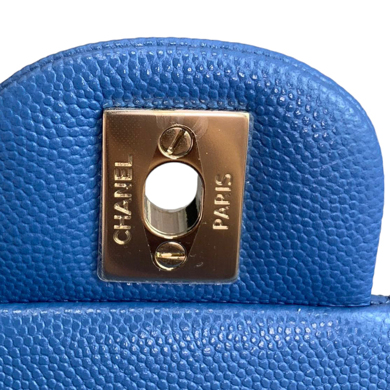 Classic Double Flap Caviar Medium Blue GHW