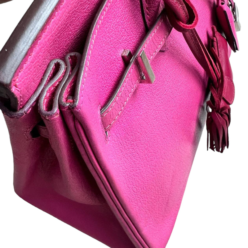 Hermes Birkin 25 Handbag Fuschia Pink And Rose Confetti And Craie Chevere  GHW