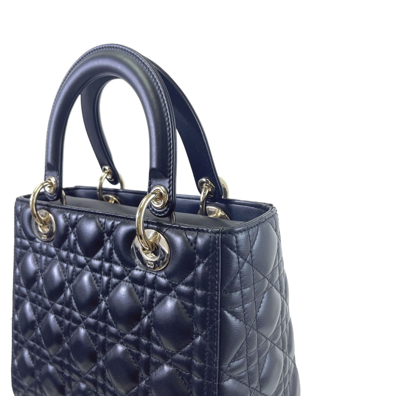 Classic Lambskin Medium Lady Dior Black SHW