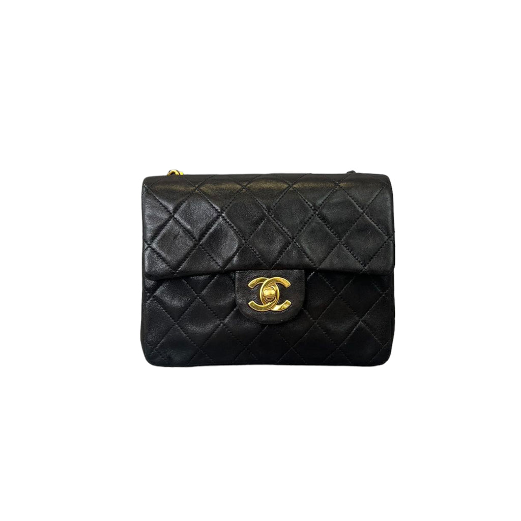 Vintage Classic Mini Square Lambskin Black GHW