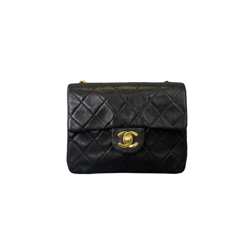 Vintage Classic Mini Square Lambskin Black GHW