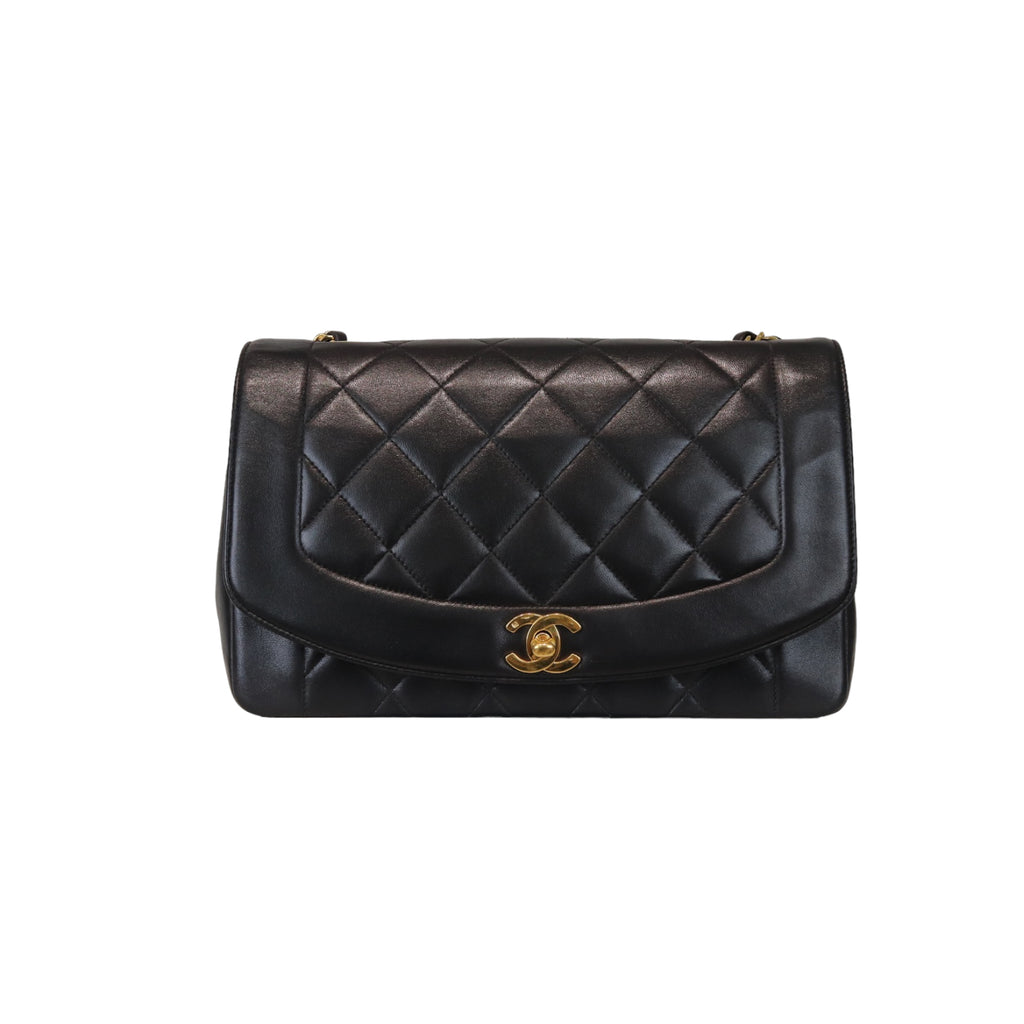 Medium Diana Lambskin Black GHW