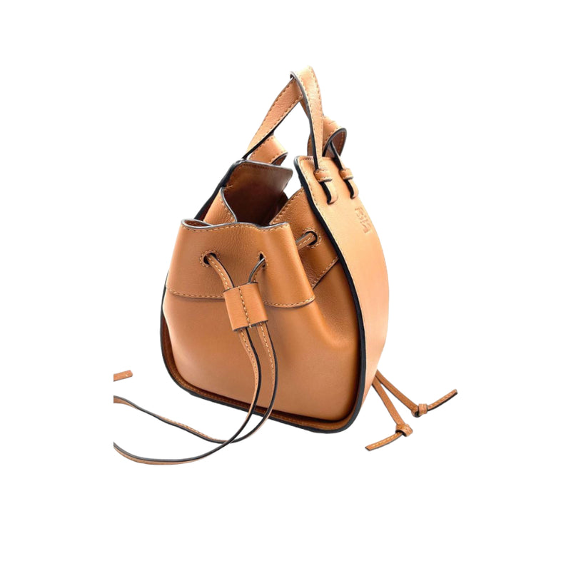 Loewe Mini Hammock Drawstring Bag Grained Calfskin In Brown