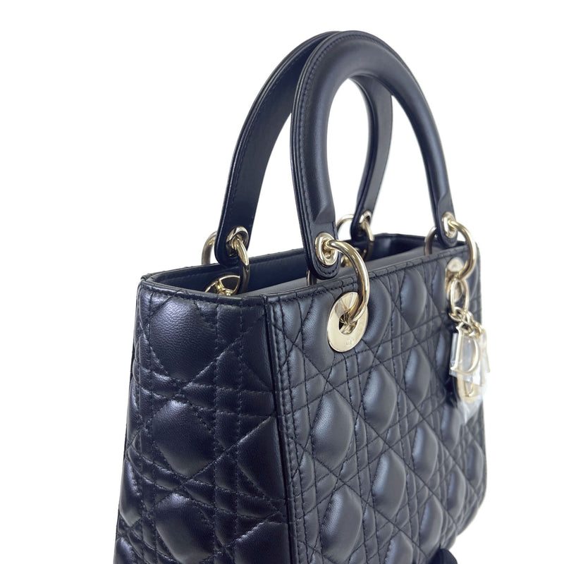 Classic Lambskin Medium Lady Dior Black SHW