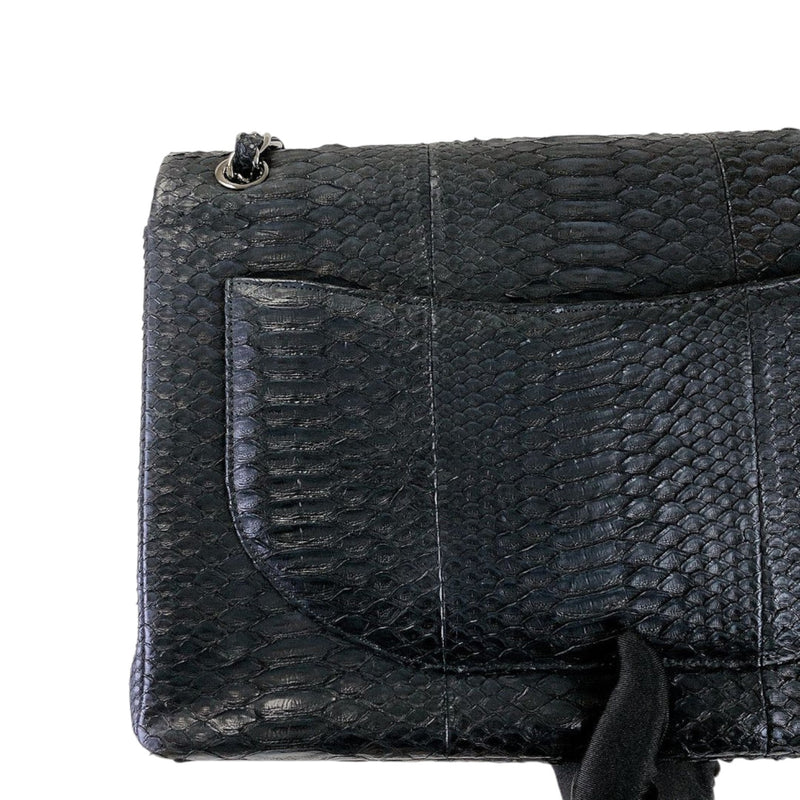 Maxi Double Flap Matte Python Black SHW