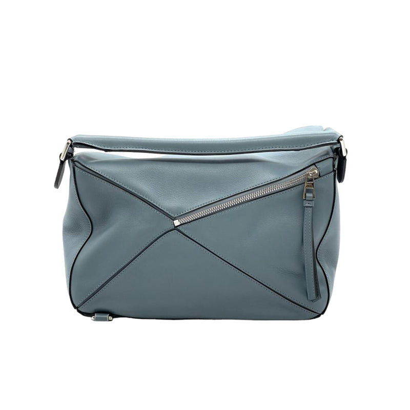 Puzzle Leather Satchel Blue