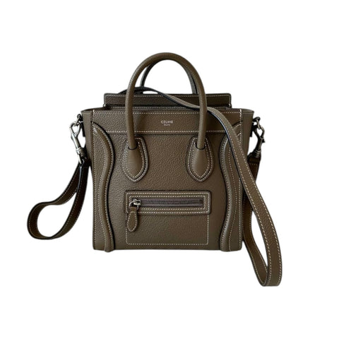 Mini Luggage in Smooth Calfskin Leather Tote - Almond