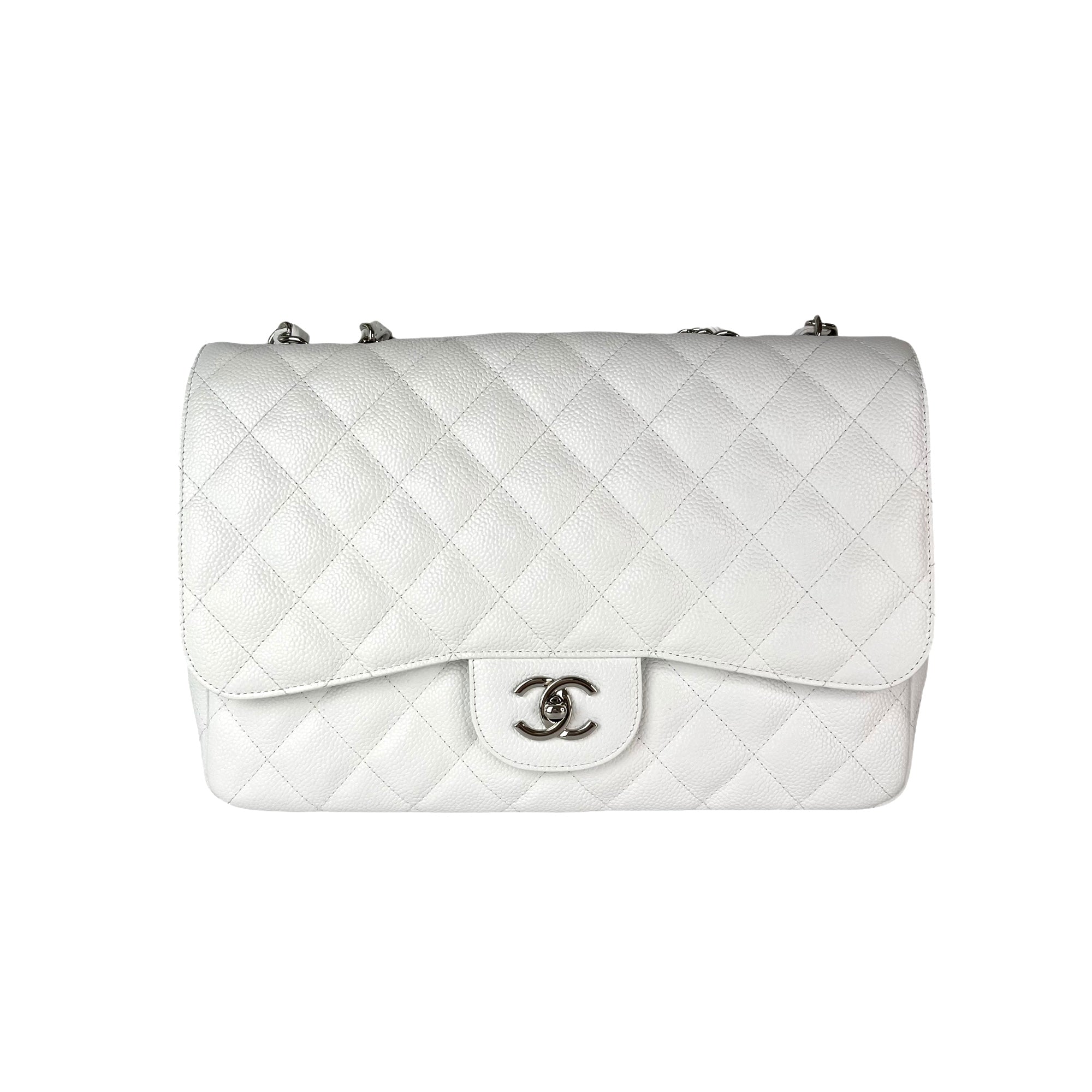 Chanel White Caviar Medium Double Classic Flap Bag Chanel  TLC