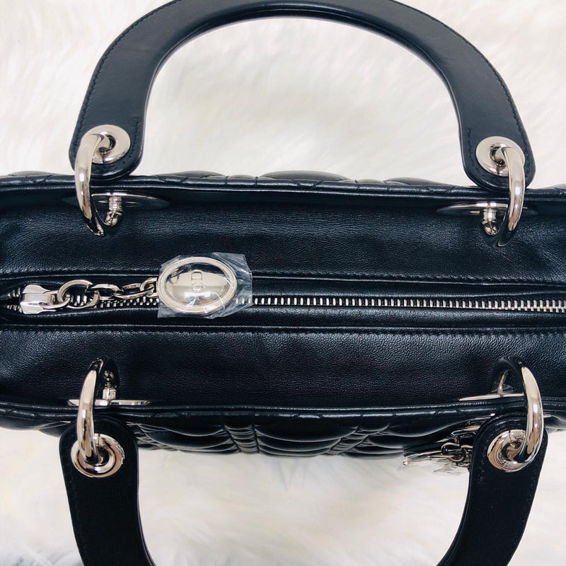 Medium Lady Dior Black Cannage Lambskin Bag with SHW | Bag Religion