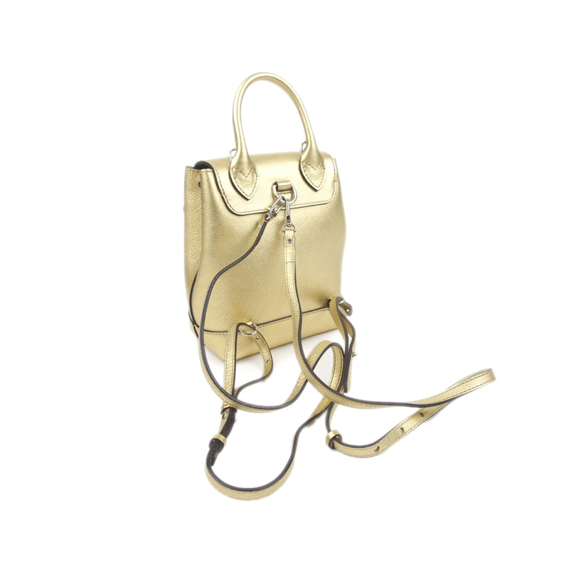 LOUIS VUITTON Metallic Calfskin Lockme Mini Backpack Gold 353668