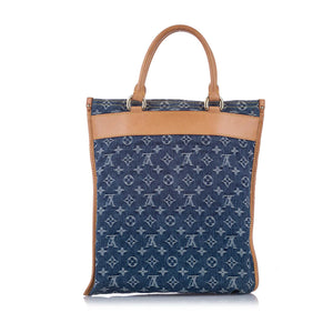 Monogram Denim Sac Plat Blue and Brown SHW