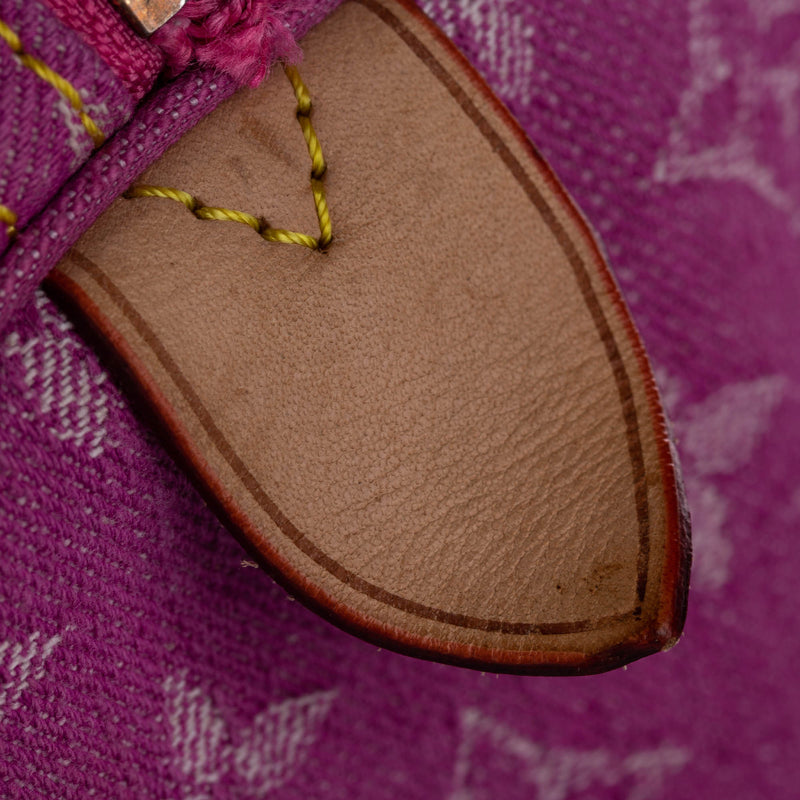 Louis Vuitton Pink Monogram Denim Neo Speedy Brown Beige Leather