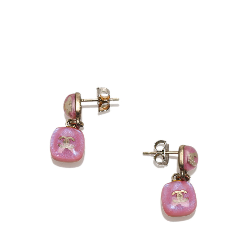 CC Drop Resin Earrings Pink