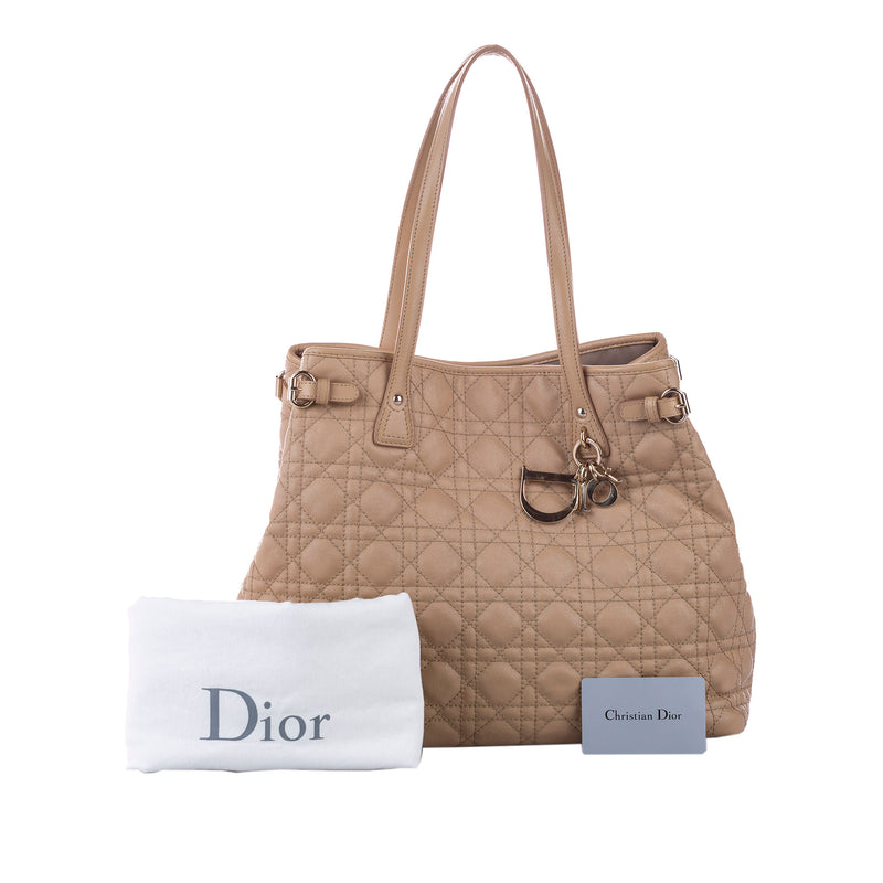 Dior White Cannage Coated Canvas and Leather Small Panarea Tote