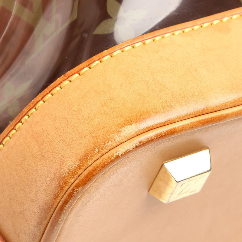 LOUIS VUITTON MONOGRAM Brown Clear Vinyl Cabas Ambre PM Handbag Bag #35  Rise-on