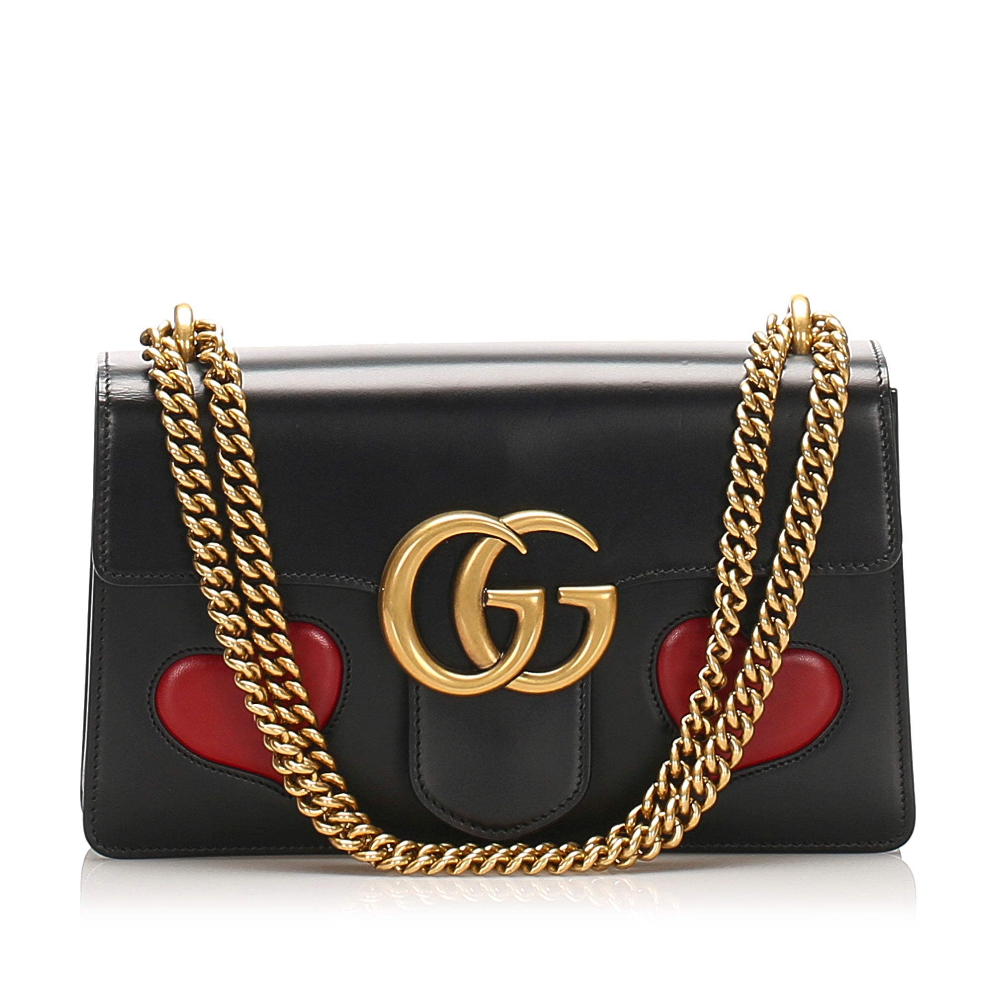 Gucci-GG-Marmont-Red-Heart-Leather-Shoulder-Bag