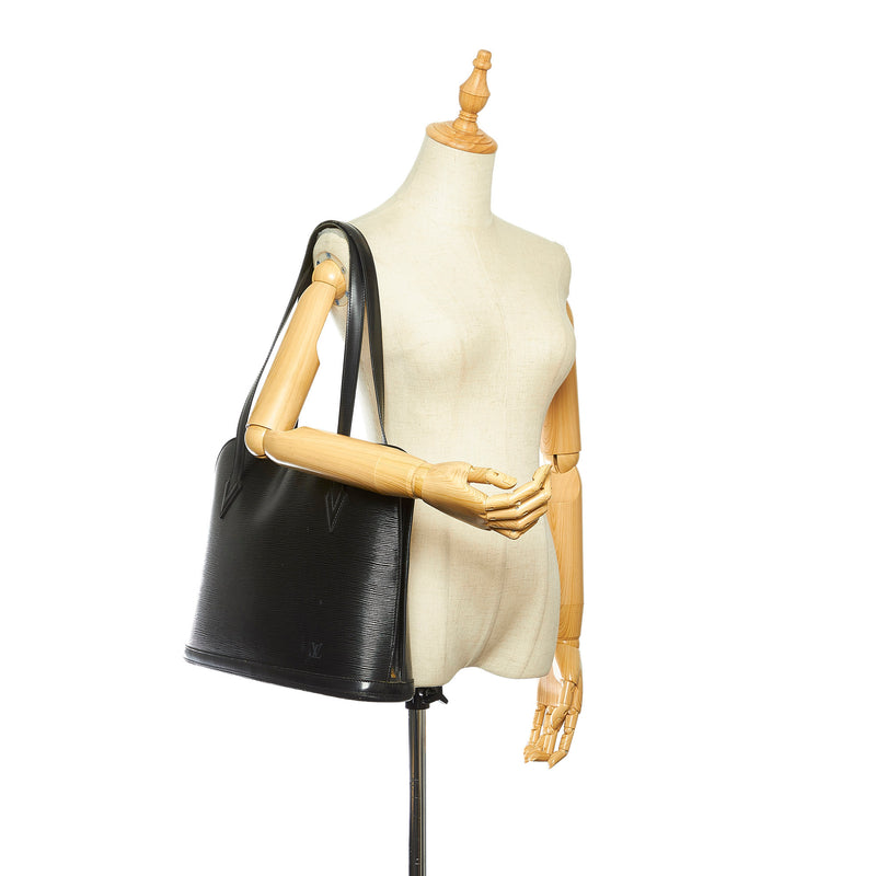 Louis+Vuitton+Lussac+Shoulder+Bag+Black+Leather for sale online
