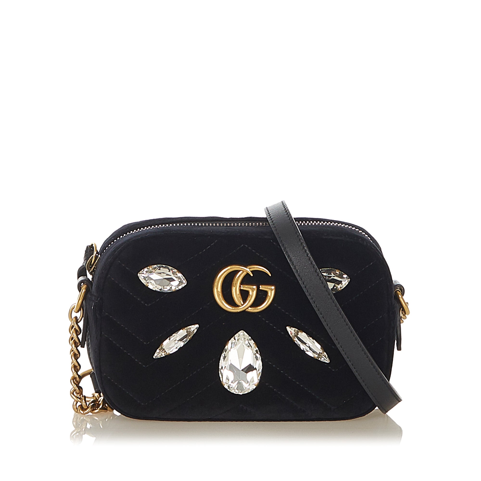 Gucci GG Marmont Velvet Camera Bag in Black