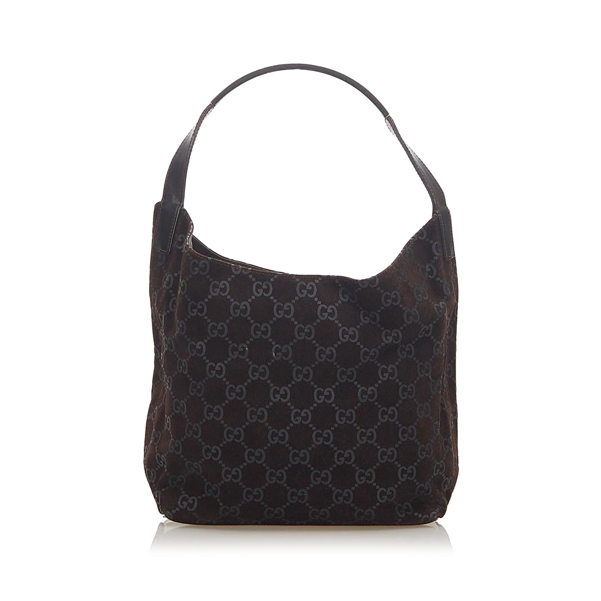 Gucci Black Monogram Suede Shoulder Bag