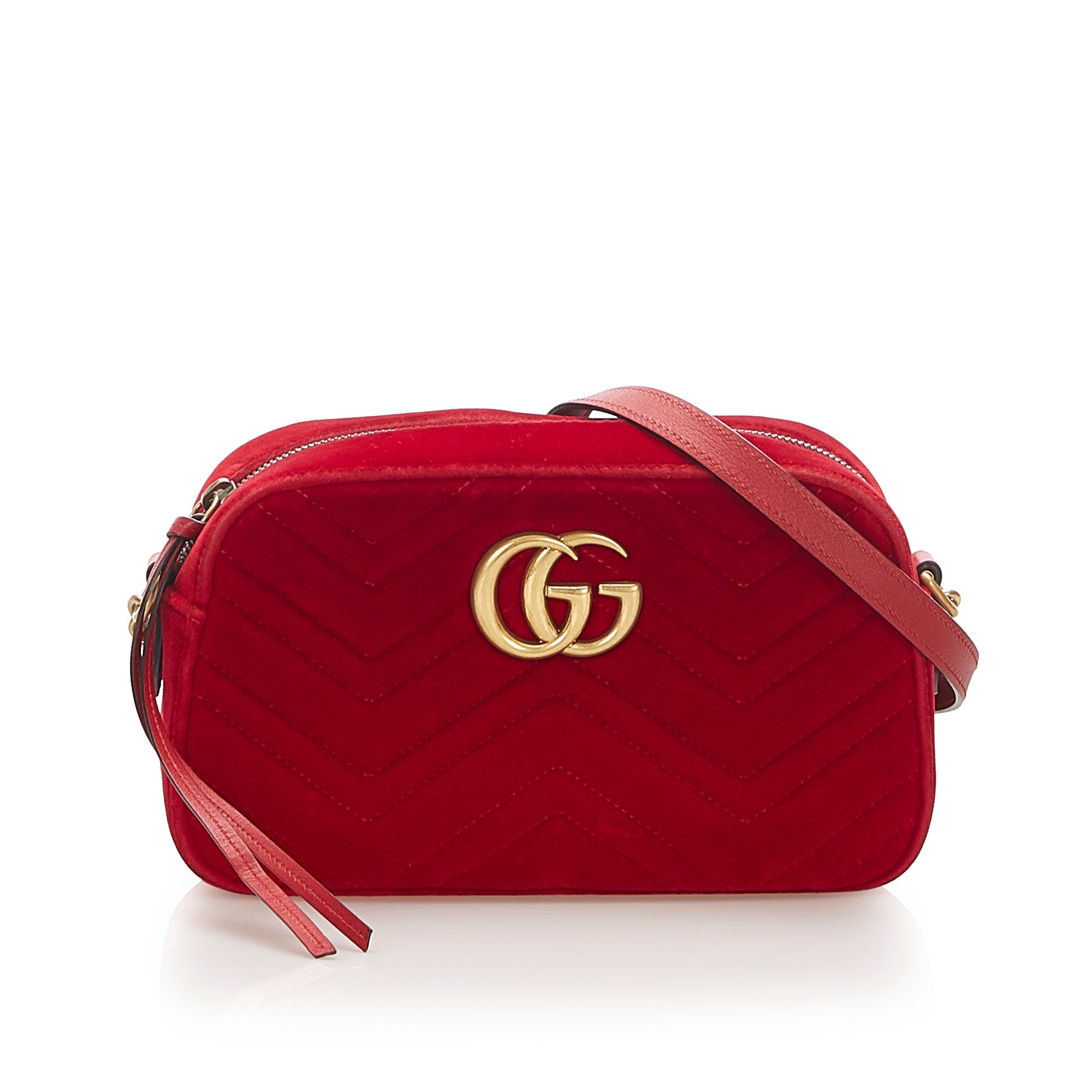 Gucci marmont velvet bag red