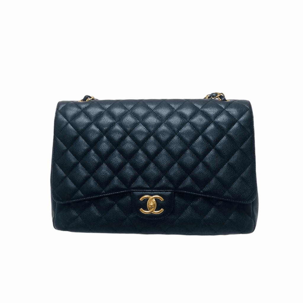 Classic Double Flap Caviar Leather Maxi Black GHW