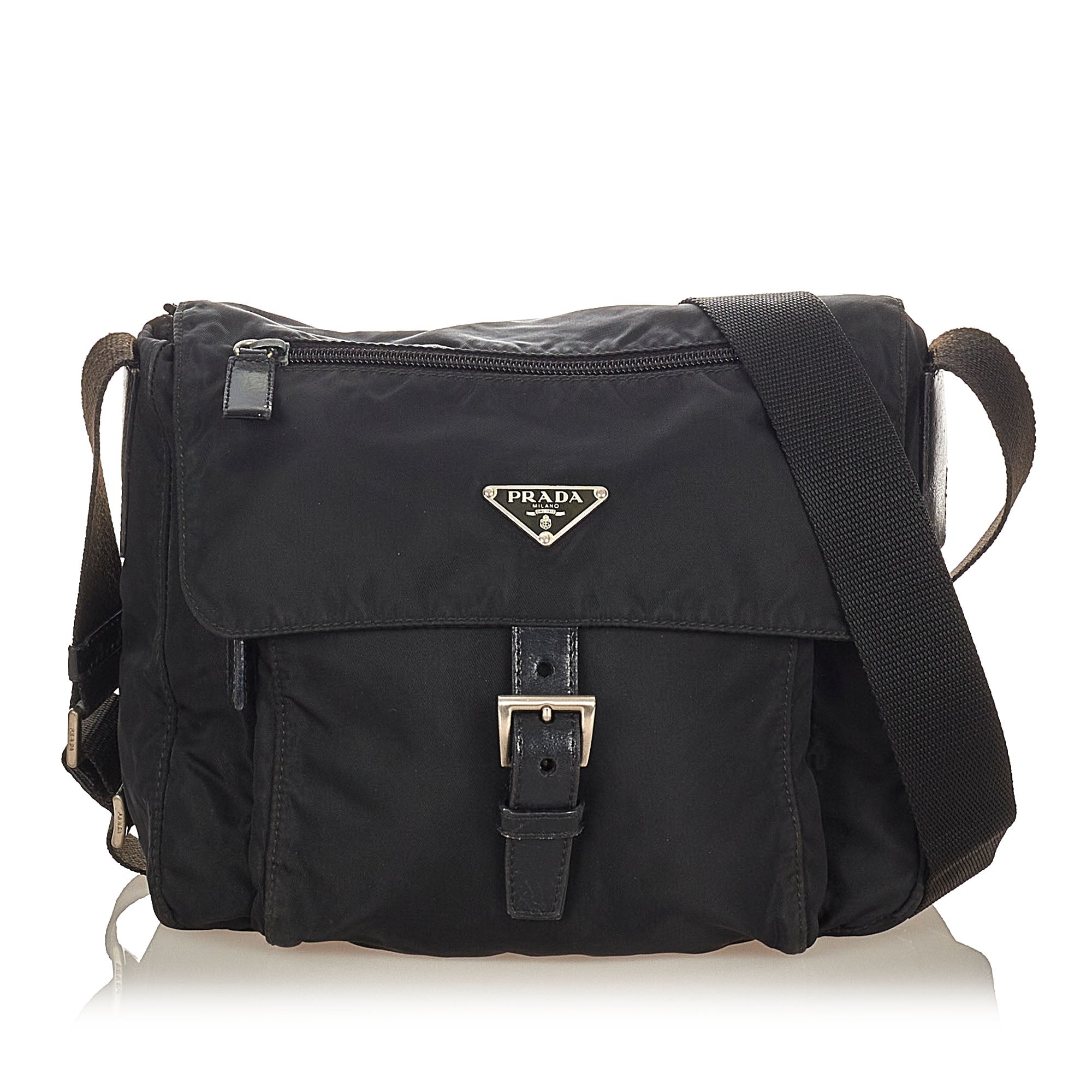 Prada Tessuto Nylon Sport Black Messenger Crossbody Bag 