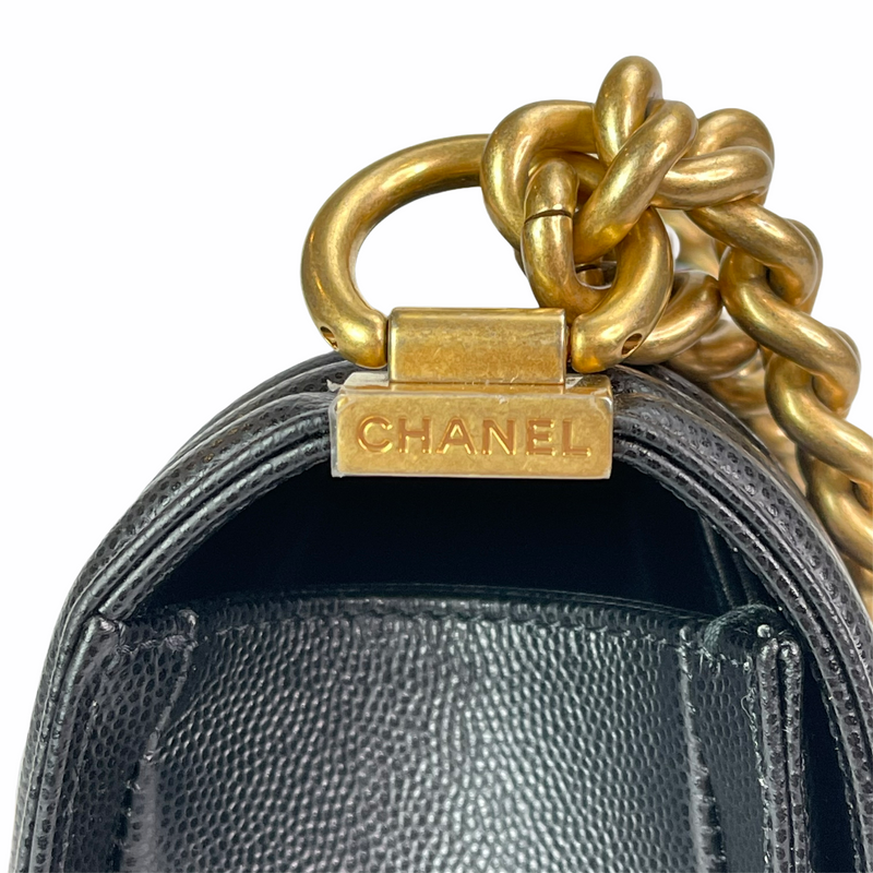 Chanel Boy Wallet On Chain Black Caviar Leather With Gold